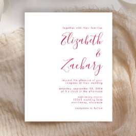 Lámina Invitación de boda con letra manuscrita magenta mo