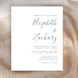 Lámina Invitación de Boda con Letra Moderna Gris Presupue