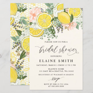 Lámina Invitación de boda con limón y lima cítrico de pre