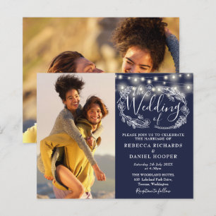 Lámina Invitación de boda con luces azules de presupuesto