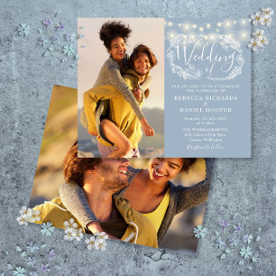 Lámina Invitación de boda con luces azules polvorientas P