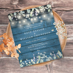 Lámina Invitación de boda con luces de cadena de lila rús