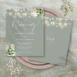 Lámina Invitación de boda con luces florales económicas e