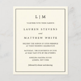 Lámina Invitación de boda con monograma amarillo mantequi