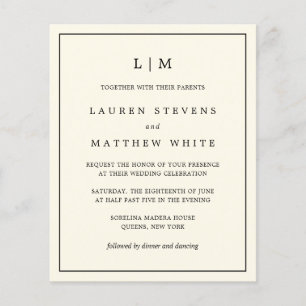 Lámina Invitación de boda con monograma amarillo mantequi