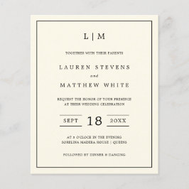 Lámina Invitación de boda con monograma amarillo mantequi