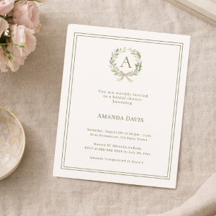 Lámina Invitación de boda con monograma de corona de marf