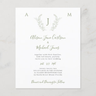 Lámina Invitación de boda con monograma y vegetación de p