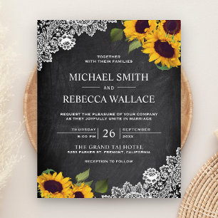 Lámina Invitación de boda con presupuesto de girasol en p