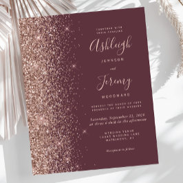 Lámina Invitación de boda con presupuesto dorado rosa bur