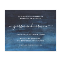 Invitación de boda con presupuesto en acuarela azu