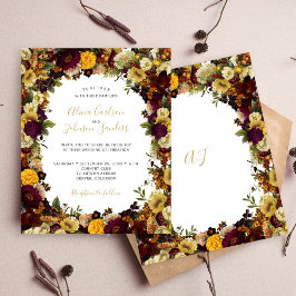 Lámina Invitación de boda con presupuesto floral de otoño