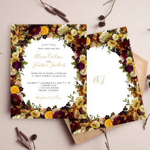 Lámina Invitación de boda con presupuesto floral de otoño