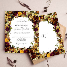 Lámina Invitación de boda con presupuesto floral de otoño