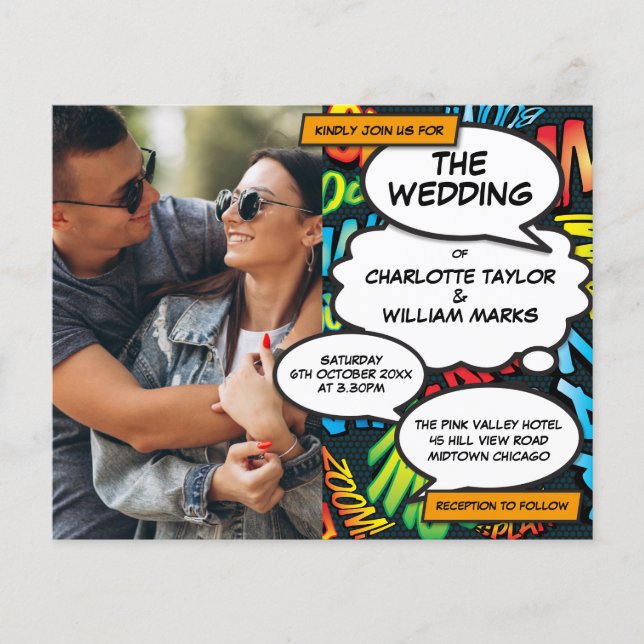 Lámina Invitación de boda con presupuesto integral de fot (Anverso)