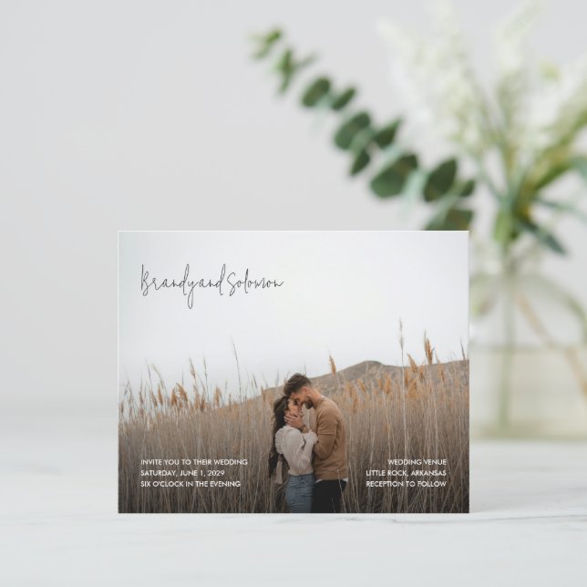 Lámina Invitación de boda con presupuesto para foto elega (Anverso de pie)