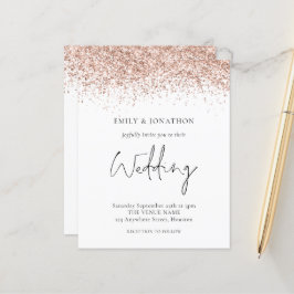 Lámina Invitación de Boda con Purpurina Dorado Rosa Presu