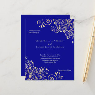 Lámina Invitación de Boda con Remolinos Dorados y Fondo A