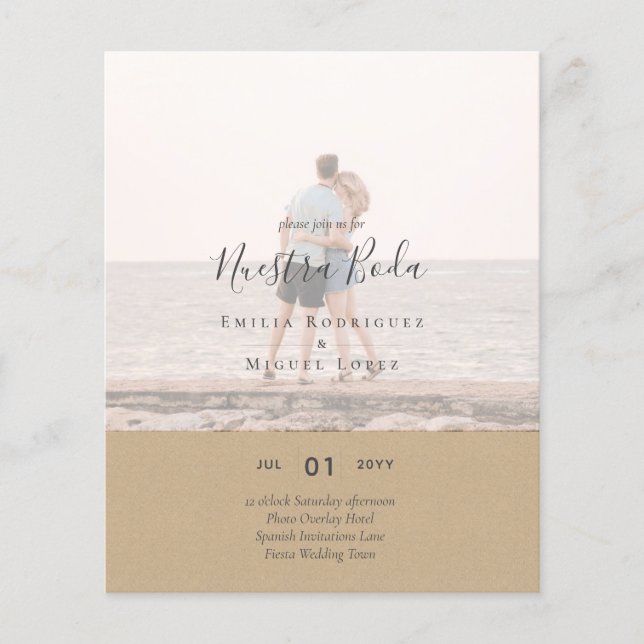 Lámina Invitación de boda con superposición de fotos (Anverso)