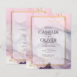 Lámina INVITACIÓN de boda con tinta rosa púrpura lavanda 