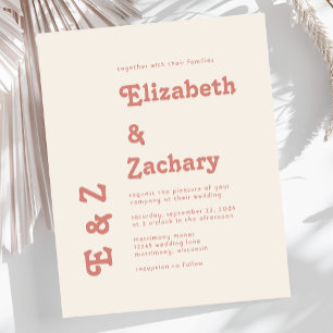 Lámina Invitación de boda con tipografía de terracota ret