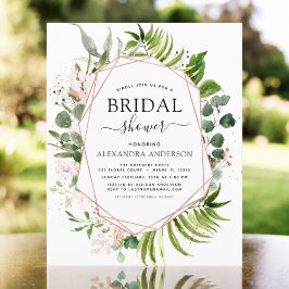 Lámina Invitación de boda con vegetación de rosa de oro c