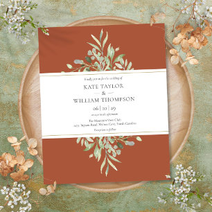 Lámina Invitación de boda con vegetación de terracota eco