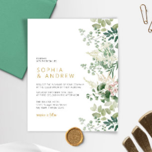 Lámina Invitación de boda con vegetación forestal económi