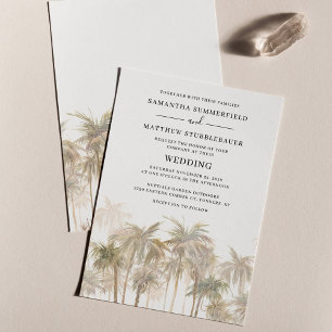 Lámina Invitación de boda costera con palmeras modernas