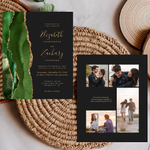 Lámina Invitación de boda de 4 fotos Budget Hunter Green 