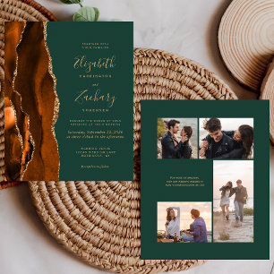 Lámina Invitación de boda de 4 fotos Budget Rust Agate Ve