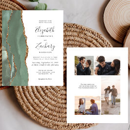 Lámina Invitación de boda de 4 fotos Budget Sage Green