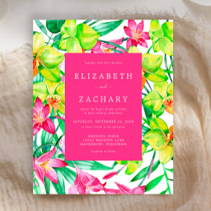 Lámina Invitación de boda de acuarela floral rosa presupu