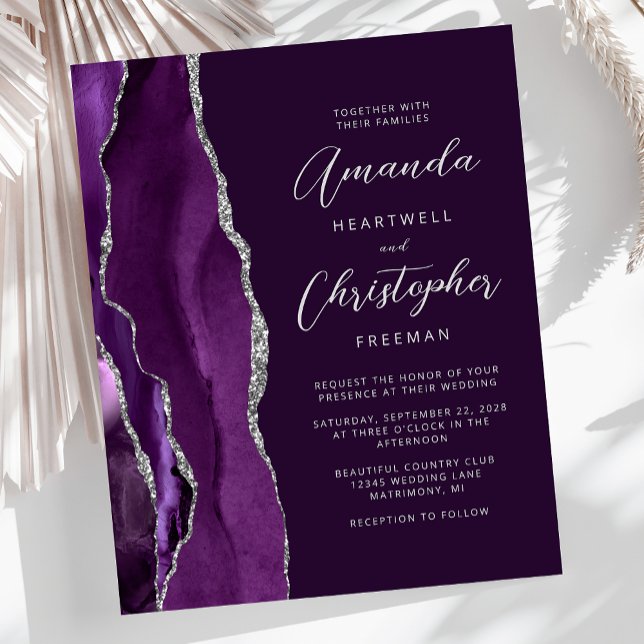 Lámina Invitación de boda de ágata morada presupuesto pla (Subido por el creador)