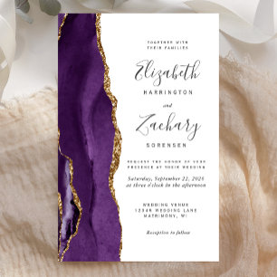 Lámina Invitación de Boda de Ágata Púrpura Dorada con Pre