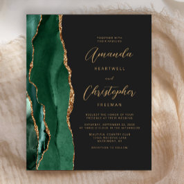 Lámina Invitación de boda de ágata verde esmeralda presup
