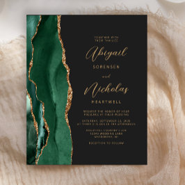 Lámina Invitación de boda de ágata verde esmeralda presup