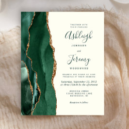 Lámina Invitación de boda de ágata verde esmeralda y marf