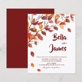 Lámina Invitación de boda de árboles de otoño rústico eco