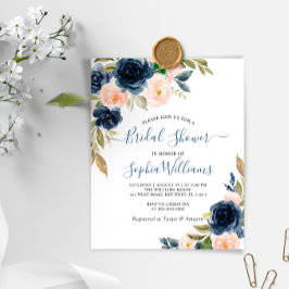 Lámina Invitación de boda de brunch naval y floral rosa d