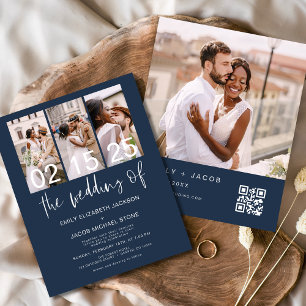 Lámina Invitación de boda de caligrafía con código QR eco