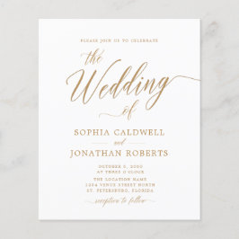 Lámina Invitación de Boda de Caligrafía Dorada Todo en Un