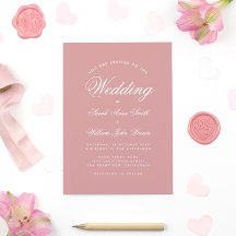 Invitación de boda de caligrafía rosa polvoriento 