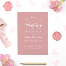 Lámina Invitación de boda de caligrafía rosa polvoriento 