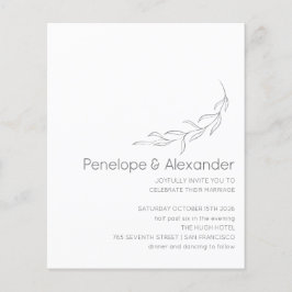 Lámina Invitación de boda de dibujo botánico minimalista 