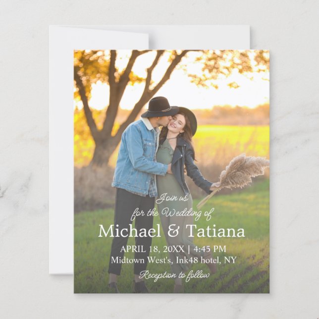 Lámina invitación de boda de escritura simple y elegante (Anverso)