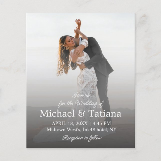 Lámina invitación de boda de escritura simple y moderna (Anverso)