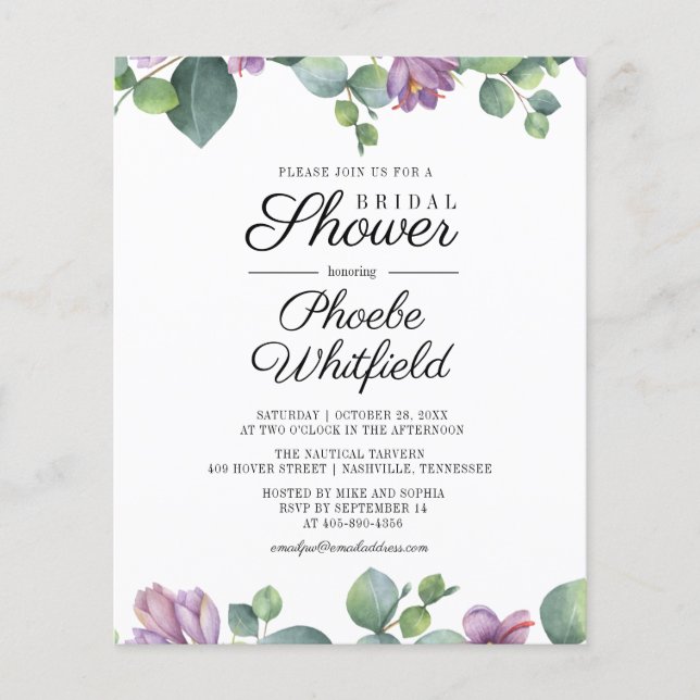 Lámina Invitación de boda de eucalipto (Anverso)