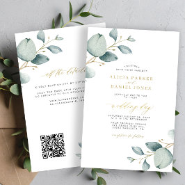 Lámina Invitación de boda de eucalipto con código QR todo