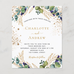 Lámina Invitación de boda de eucalipto con vegetación y p